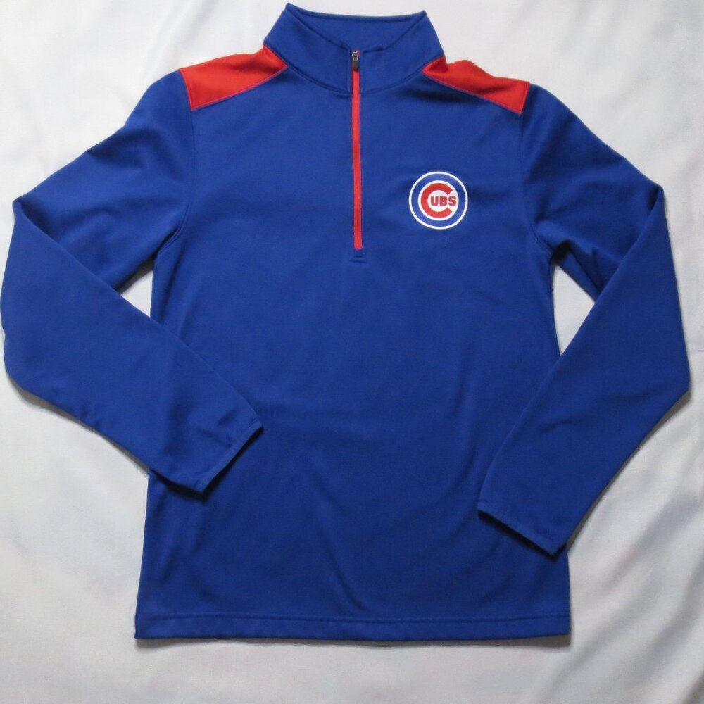 CUBS mens PULLOVER zipper CHICAGO red GENUINE MERCHANDISE blue MLB size S